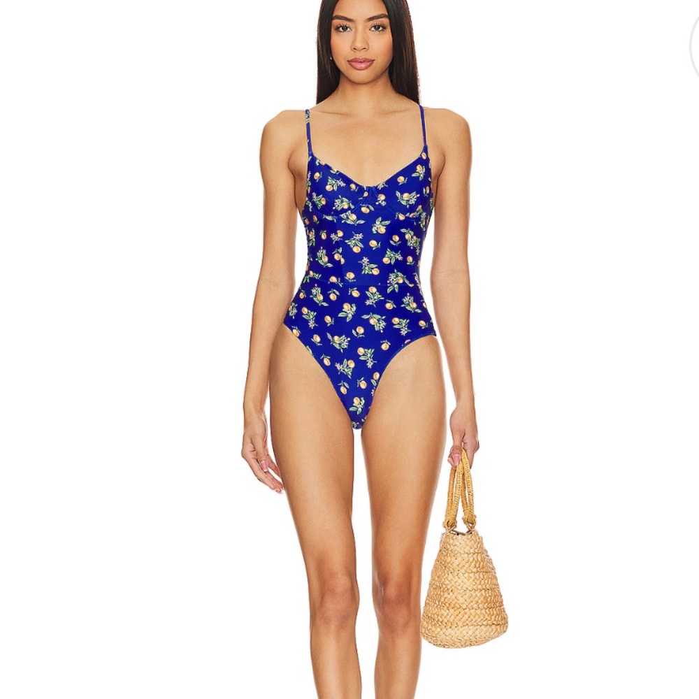 Lovers + Friends Blue Floral One Piece Swimsuit